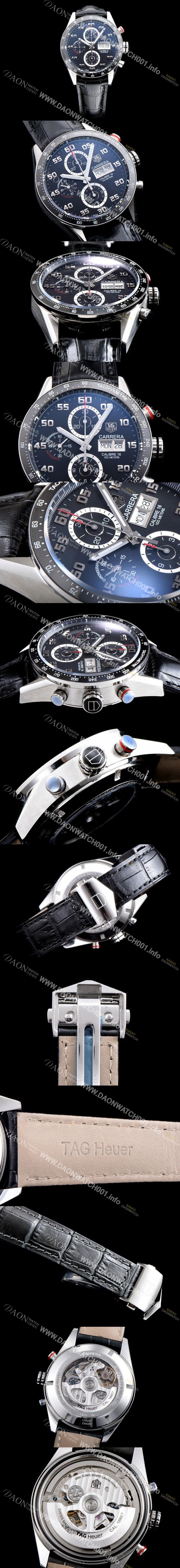 SA급 태그호이어 남성용 TOP Grade Quality 까레라 크로노그래프 오토매틱 타키메터 블랙다이얼 TAG0103 xx