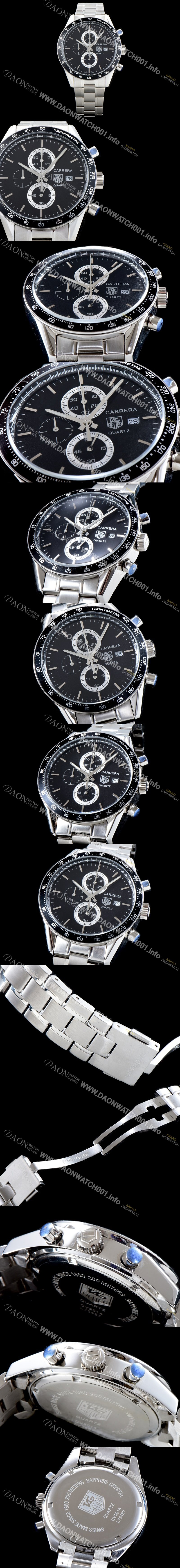 SA급 테그호이어 남성용 까레라 블랙 다이얼 쿼츠 무브먼트 TAG0202 xx