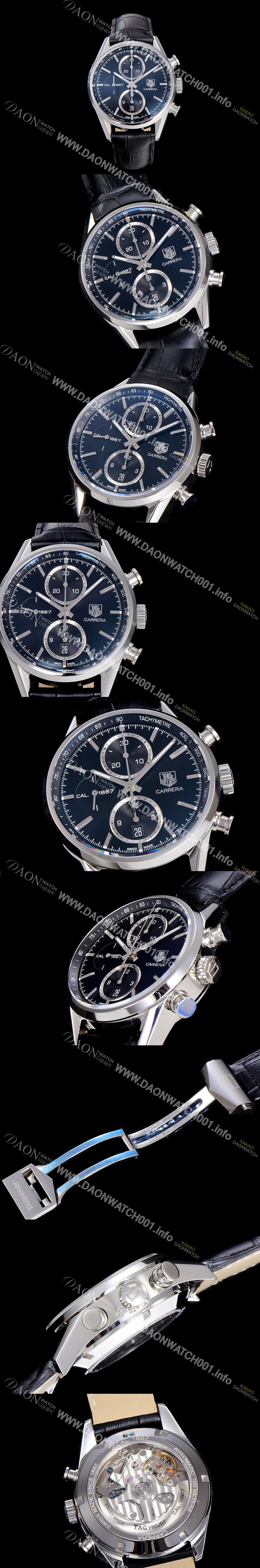 SA급 태그호이어 남성용 까레라 칼리버 1887 크로노그래프 블랙 다이얼 7750 오토매틱 TAG4210 xx