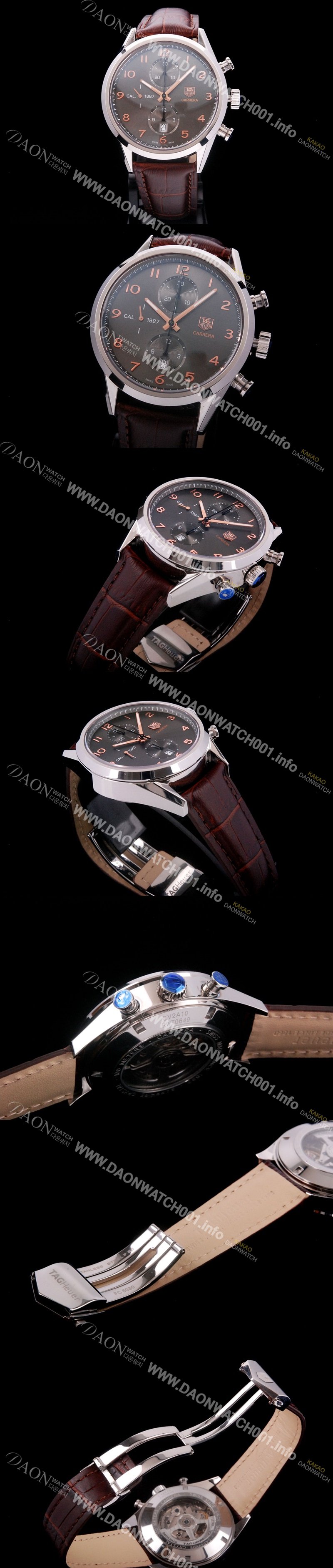 SA급 태그호이어 남성용 까레라 칼리버 1887 크로노그래프 브라운 다이얼 7750 오토매틱 TAG4213 xx