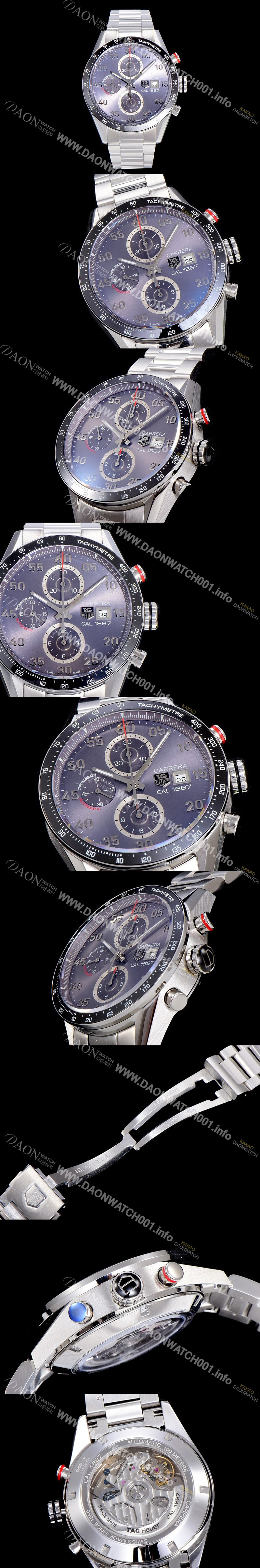 SA급 태그호이어 남성용 까레라 크로노그래프 그레이 다이얼 ETA-7750 오토매틱 무브먼트 TAG0200 xx