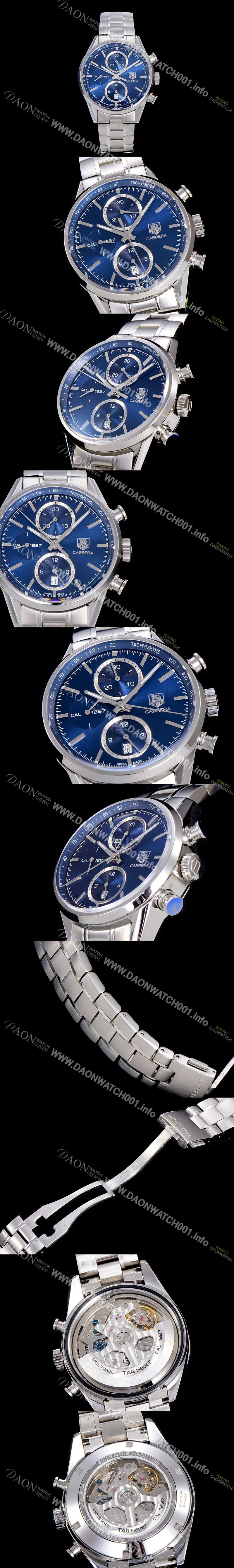 SA급 태그호이어 남성용 까레라 칼리버 1887 크로노그래프 블루 다이얼 7750 오토매틱 TAG0400 xx