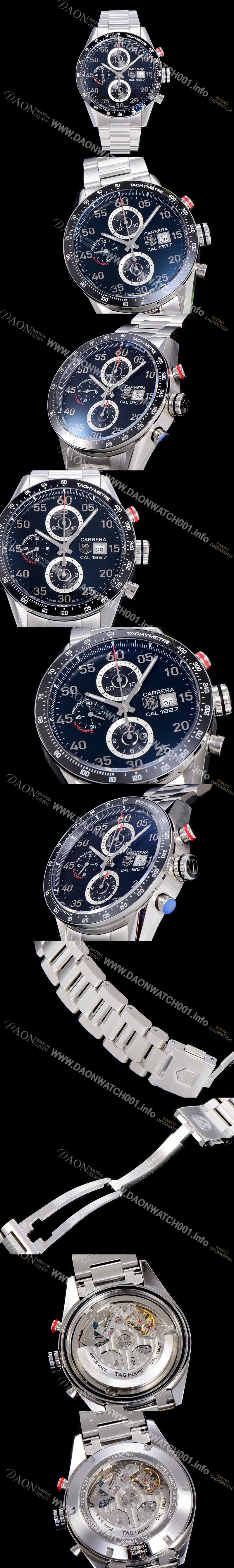 SA급 태그호이어 남성용 까레라 CAL.1887 크로노그래프 블랙 다이얼 오토매틱 무브먼트 TAG0210 xx