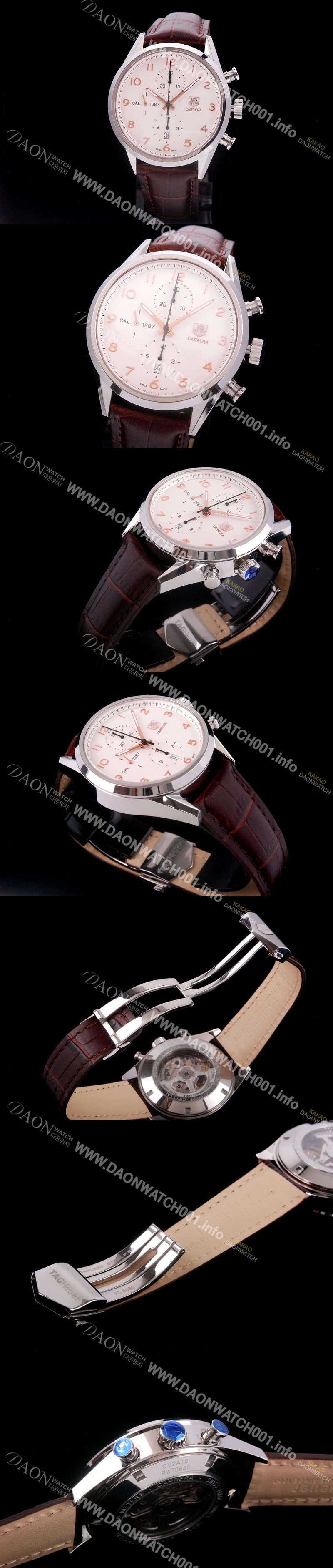 SA급 태그호이어 남성용 까레라 칼리버 1887 크로노그래프 화이트 다이얼 7750 오토매틱 TAG4212 xx