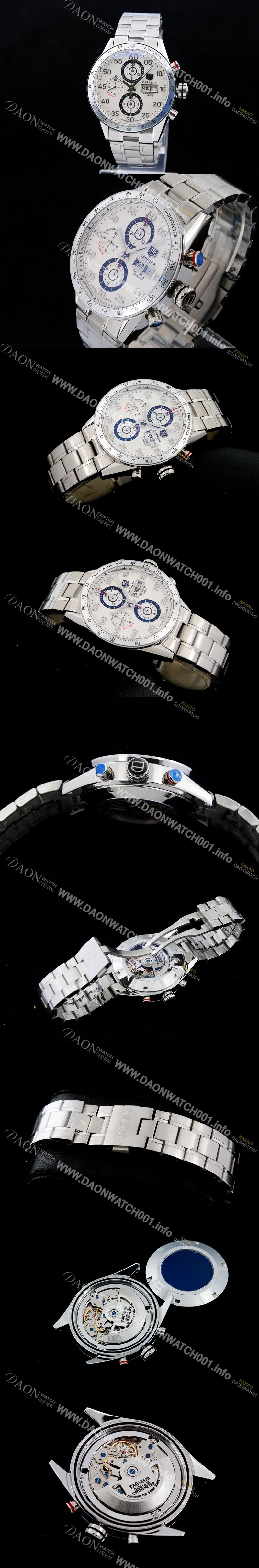 SA급 태그호이어 남성용 까레라 칼리버 16 크로노그래프 화이트 다이얼 오토매틱 무브먼트 TAG0214 xx