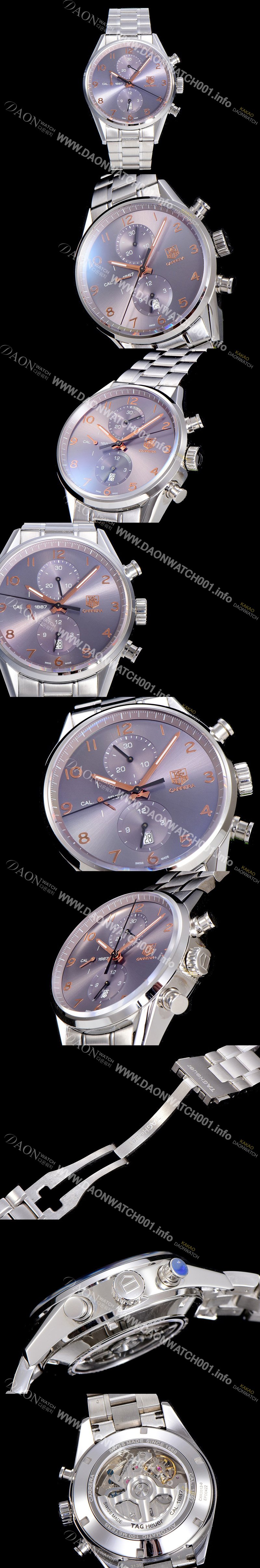 SA급 태그호이어 남성용 까레라 칼리버 1887 크로노그래프 그레이 다이얼 7750 오토매틱 TAG4220 xx