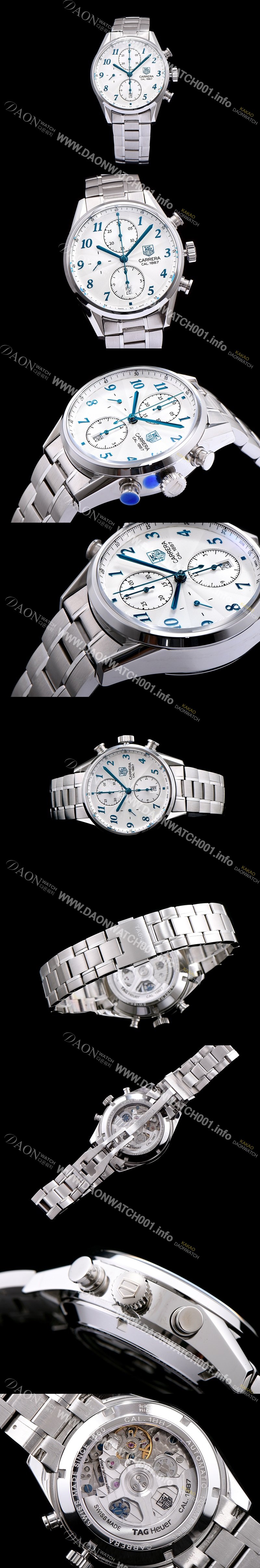 SA급 태그호이어 남성용 까레라 1887 오토매틱 크로노 그래프 화이트 다이얼 TAG0224 xx