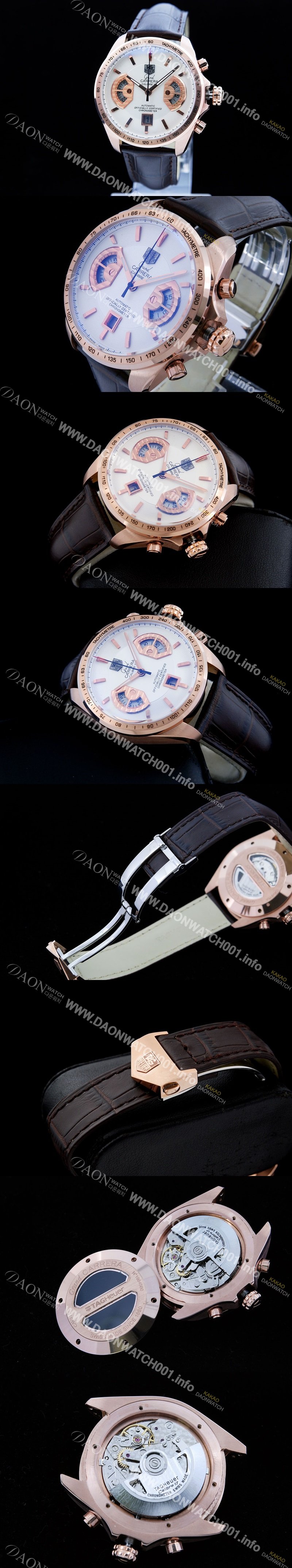 SA급 태그호이어 남성용 그랜드 까레라 칼리버 17 핑크 골드 TAG4243 xx