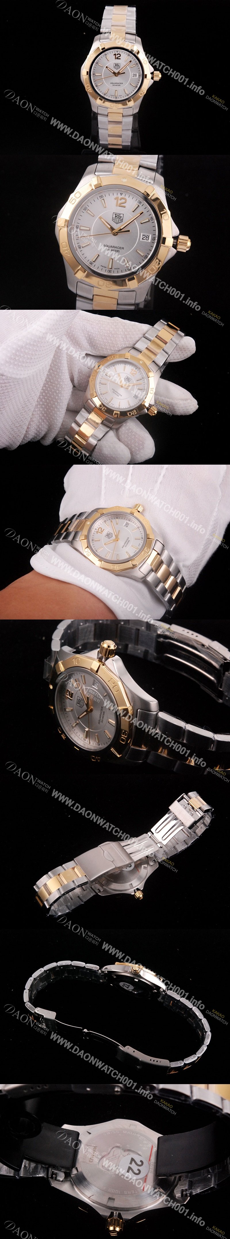 SA급 태그호이어 남성용 아쿠아레이서 유니섹스 화이트 쿼츠 TAG4204 xx