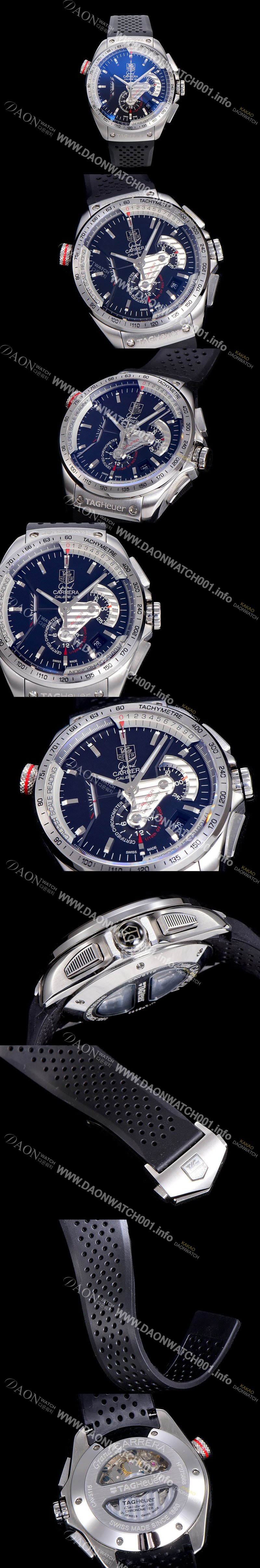 SA급 태그호이어 남성용 그랜드 까레라 칼리버 블랙 다이얼 오토매틱 무브먼트 TAG0252 xx