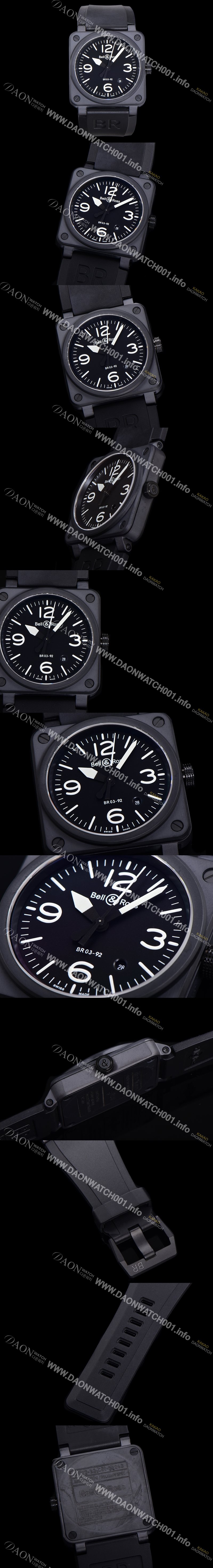 SA급 벨엔로즈 남성용 BR03-92 다이버 세라믹 오토매틱 9015 타입 42mm 우레탄줄 블랙 다이얼 bel80301 xx