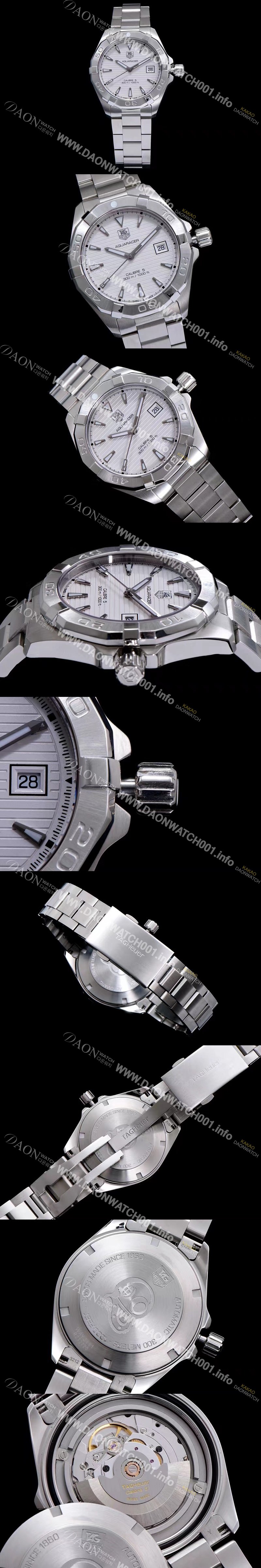 SA급 태그호이어 남성용 아쿠아레이서 WAY2111.BA0928 워치 화이트 다이얼 오토매틱 무브먼트 TAG0145 xx