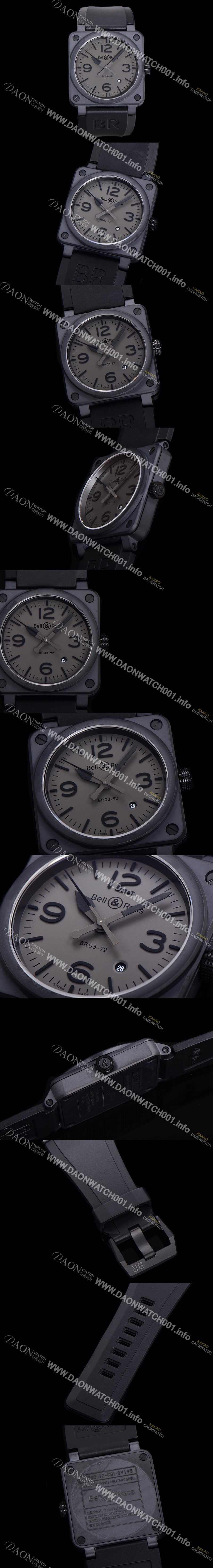 SA급 벨엔로즈 남성용 BR03-92 다이버 세라믹 오토매틱 9015 타입 42mm 우레탄줄 블랙 다이얼 bel80299 xx