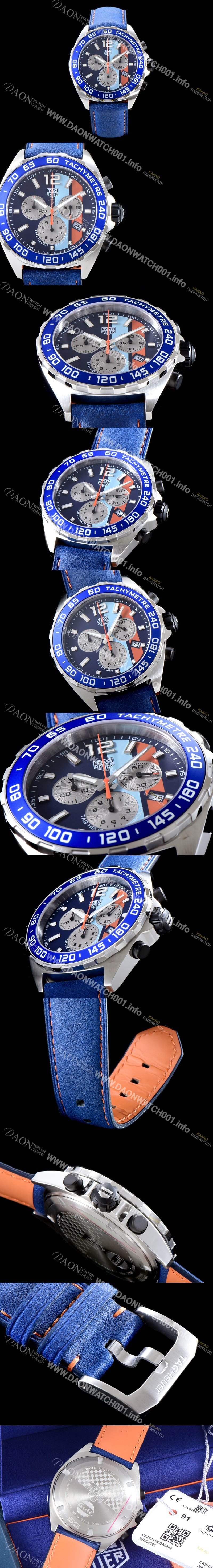 SA급 태그호이어 남성용 포뮬러F1 CAZ101N.FC8243 걸프 스트라이프로 장식된 블루 다이얼 크로노그래프 일본 수입산 크로노그래프기능 쿼츠 무브먼트 TAG0103 xx