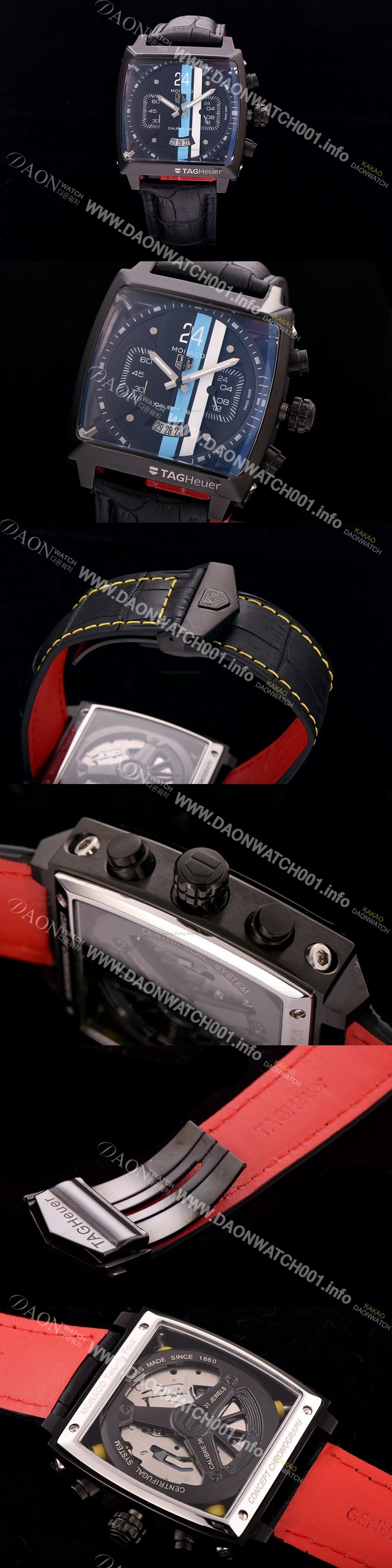 SA급 태그호이어 남성용 뉴 모나코 컨셉트 24 크로노그래프 블랙 다이얼 스위스 쿼츠 무브먼트 TAG0205 xx