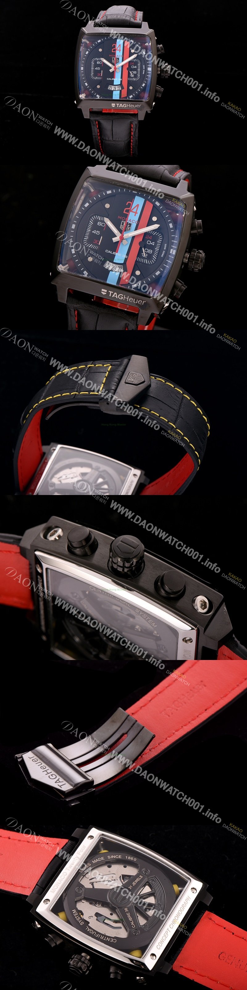 SA급 태그호이어 남성용 뉴 모나코 컨셉트 24 크로노그래프 블랙다이얼 쿼츠 무브먼트 TAG0201 xx