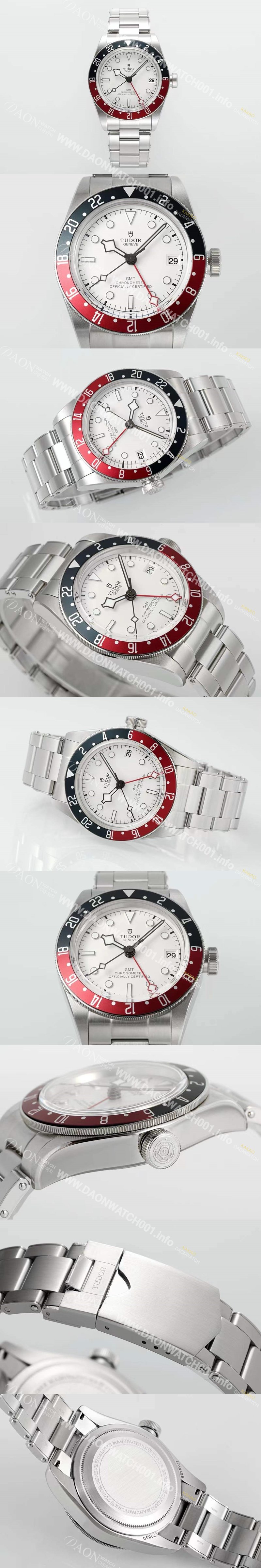 SA급 튜더 남성용 바젤월드 블랙 베이 M79830RB-0010 지엠티!! 듀얼 타임 블랙/레드 투톤 24시간 회전 베젤 화이트 다이얼 브레이슬릿 스위스 ETA 2824-A2 오토매틱 무브먼트 tud5126 xx