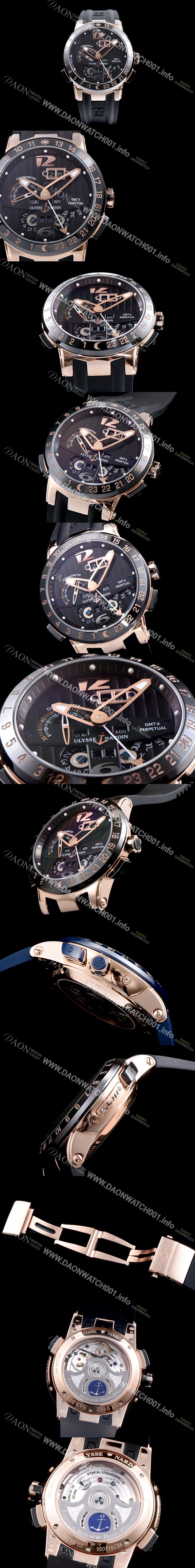 SA급 율리스나르당 남성용 율리시스 나르딘 326-03 이그제큐티브 엘 토로 지엠티 퍼페츄얼 블랙 다이얼 오토매틱 무브먼트 ULY4200 xx