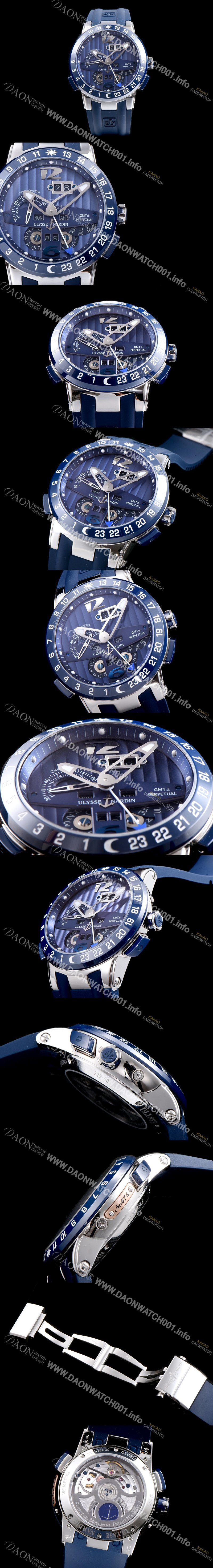 SA급 율리스나르당 남성용 율리시스 나르딘 326-00-3 이그제큐티브 엘 토로 지엠티 퍼페츄얼 블루 다이얼 오토매틱 무브먼트 ULY4200 xx