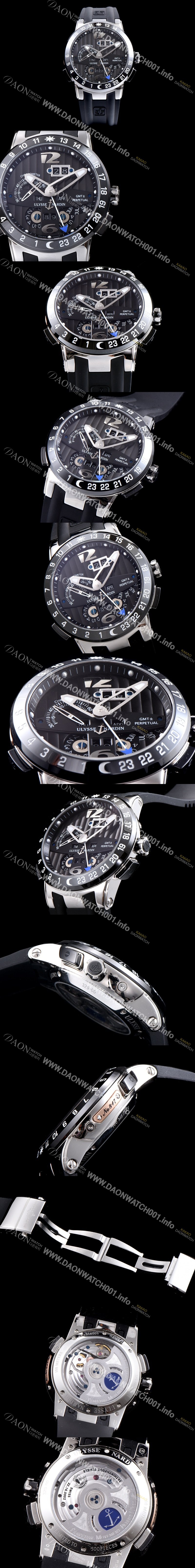 SA급 율리스나르당 남성용 율리시스 나르딘 322-00-3 이그제큐티브 엘 토로 지엠티 퍼페츄얼 블랙 다이얼 오토매틱 무브먼트 ULY4203 xx