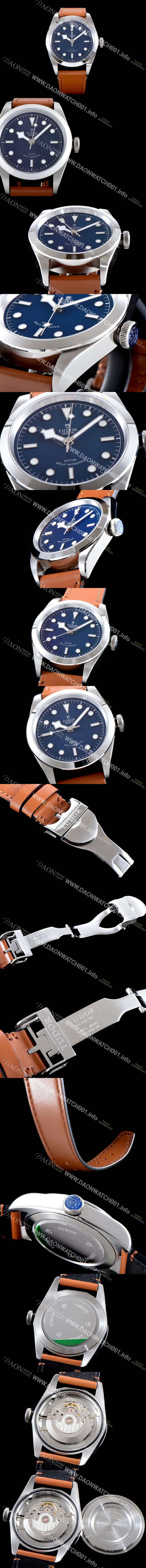 SA급 튜더 남성용 빈티지 베이지 가죽 스트랩!! 블랙 베이 M79500-0008 스노우플레이크 오리지널 동일 무브 블루 다이얼 스위스 ETA 2824-A2 오토매틱 무브먼트 TUD0334 xx