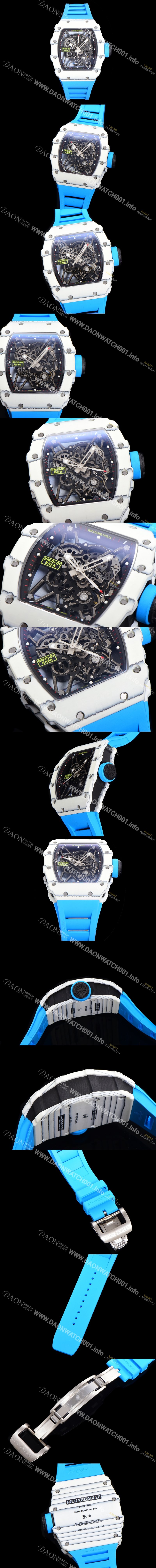 SA급 리차드밀러 남성용 RM035-01 라파 수동/기계식 무브먼트 50mm 카본 우레탄줄 스캘래톤 다이얼 ric0232 xx