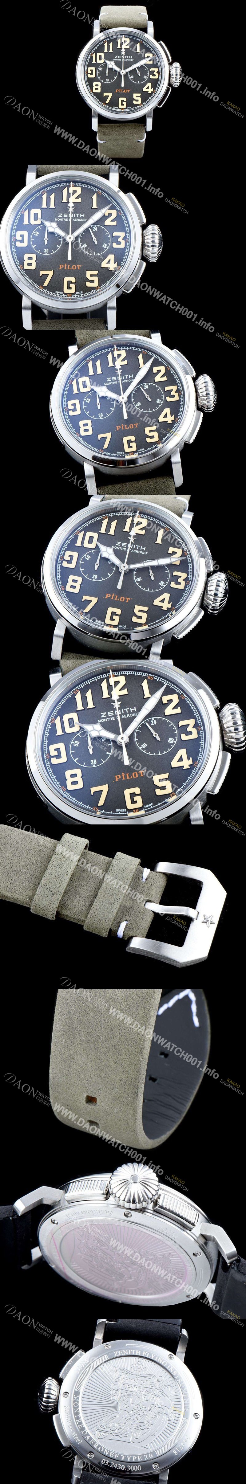 SA급 제니스 남성용 파일럿 헤리티지 타입20 11.2430.4069/21.C773 톤업!!크로노그래프 슬레이트 그레이 그랜드 다이얼 일본 수입산 쿼츠 무브먼트 ZEN4200 xx