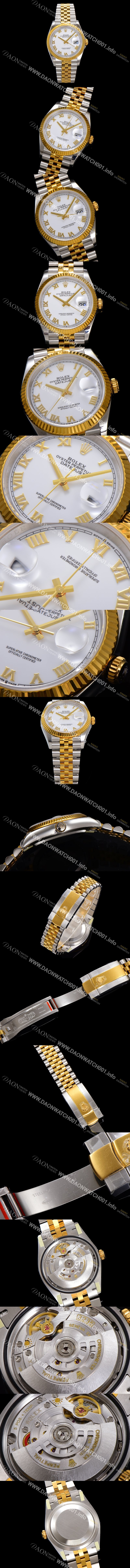 SA급 로렉스 남성용 데이저스트 m126233 18K 옐로우골드 로마인덱스 36mm 오토매틱 Cal.3235 무브먼트 화이트 다이얼 rol5365 xx