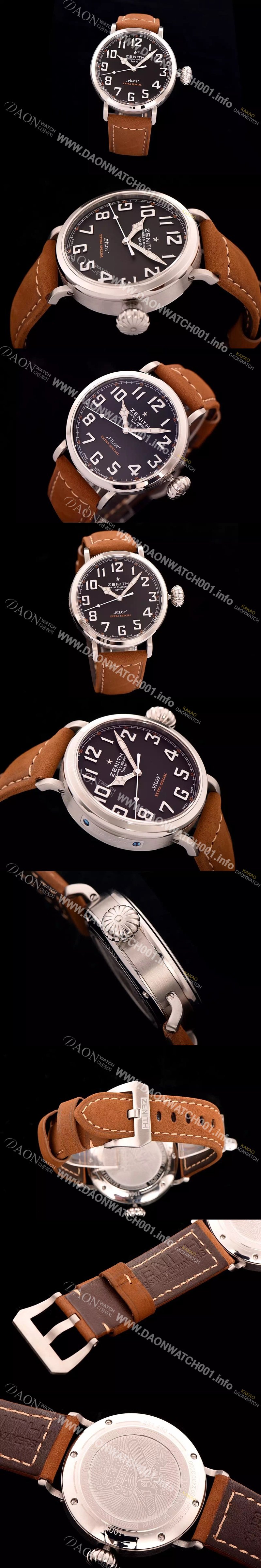 SA급 제니스 남성용 파일럿 타입20 03.2430.300021.C738 오토메틱 45mm 워치 블랙다이얼 ZEN4220 xx