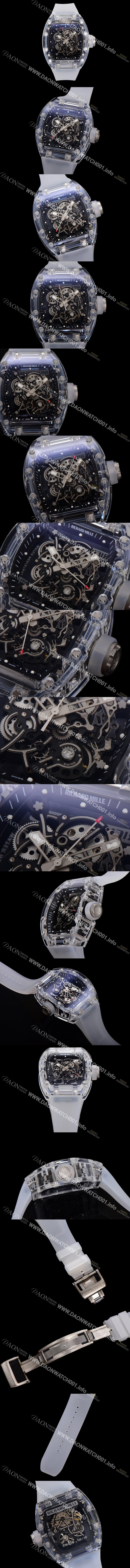 SA급 리차드밀러 남성용 RM055 수동/기계식 무브먼트 50mm 우레탄줄 스캘래톤 블랙 다이얼 ric0227 xx