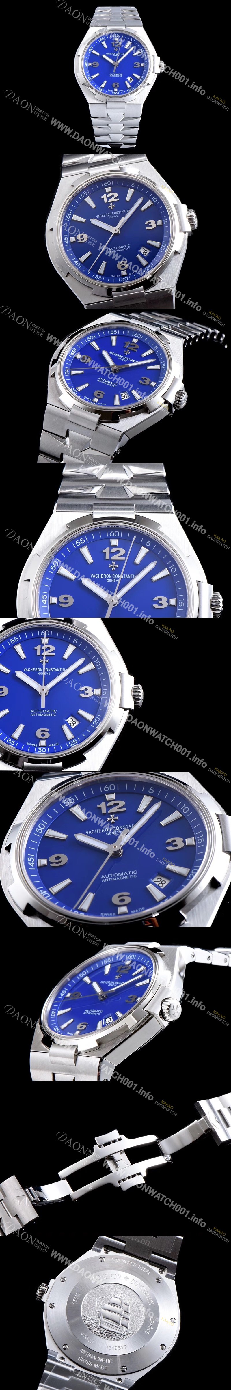 SA급 바쉐론콘스탄틴 남성용 오버시즈 데이트 P47040/000A-9008 최신 업그레이드 버전! 블루 다이얼 오토매틱 무브먼트 VAC0200 xx