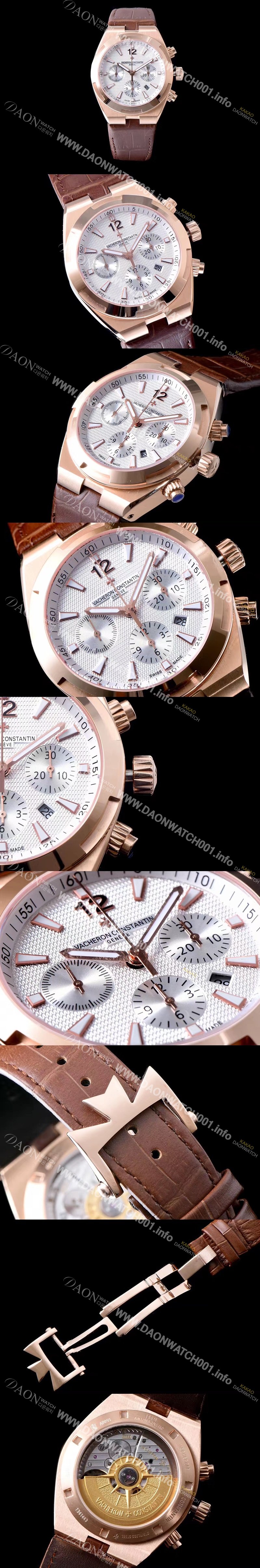 SA급 바쉐론콘스탄틴 남성용 오버시즈 49150000R-9454 컬럼 휠 크로노그래프 18k 로즈골드 케이스 실버 텍스쳐 다이얼 오토매틱 무브먼트 VAC0200 xx