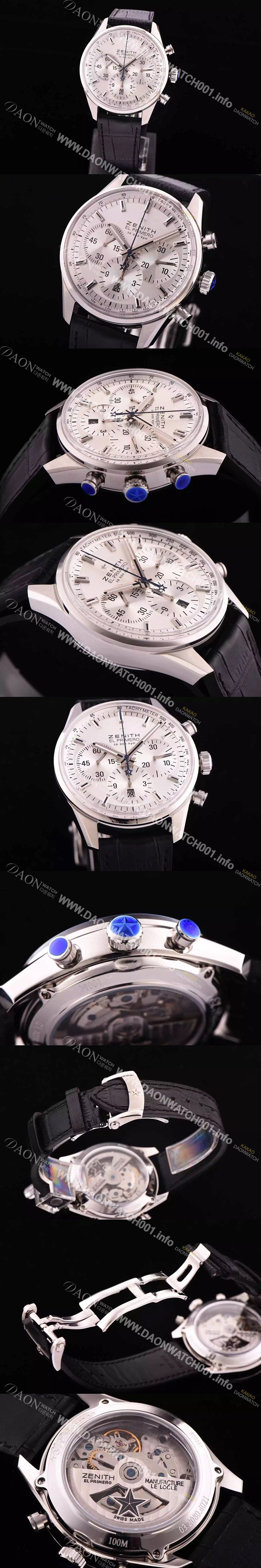 SA급 제니스 남성용 엘 프리매로 03.2110.40001.C498화이트 다이얼 오토매틱 무브먼트 실버다이얼 ZEN4222 xx