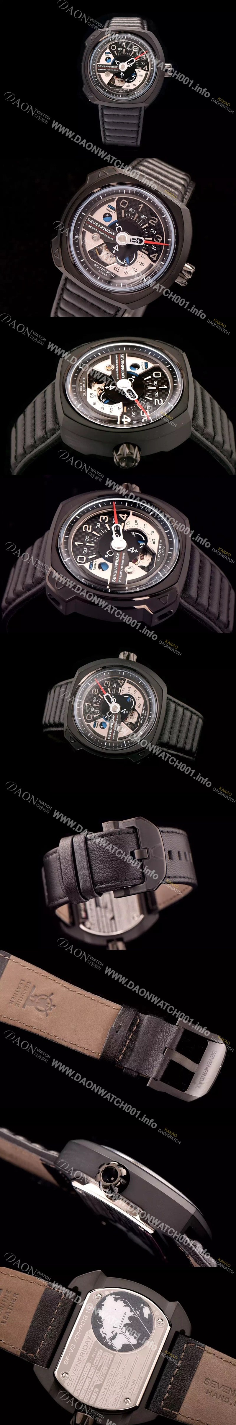 SA급 세븐프라이데이 남성용 1:1 베스트 에디션 블랙 다이얼 오토매틱 무브먼트 SEV4200 xx