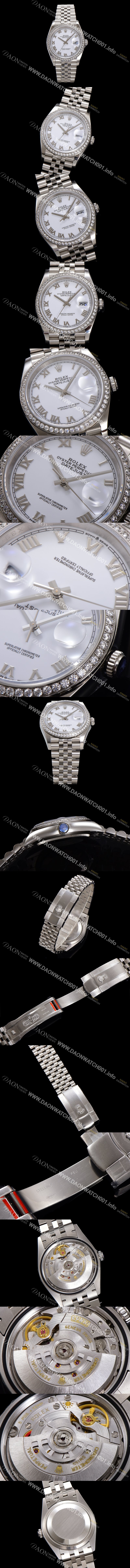 SA급 로렉스 남성용 데이저스트 m126234 로마인덱스 36mm 보석/큐빅 오토매틱 Cal.3235 무브먼트 화이트 다이얼 rol5360 xx