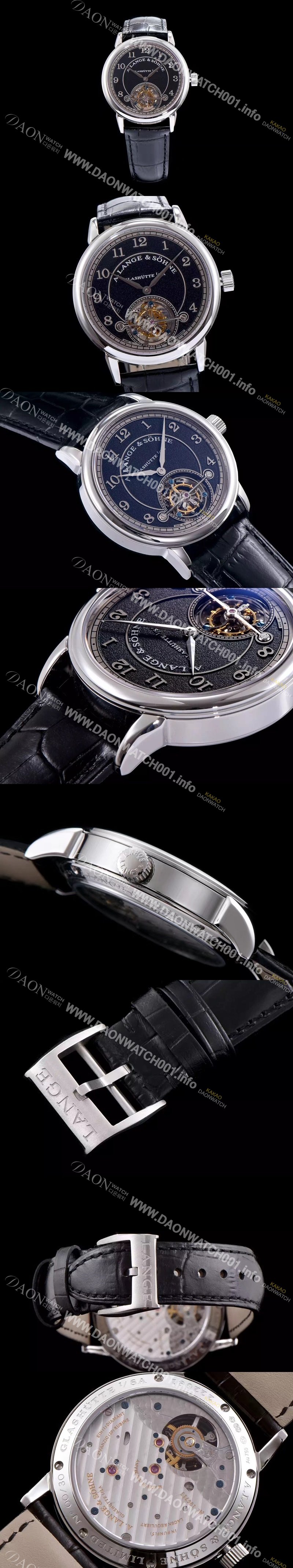 SA급 아랑게운트죄네 남성용 Handwerkskunst 블랙 다이얼 투어빌론 무브먼트 LAN4200 xx