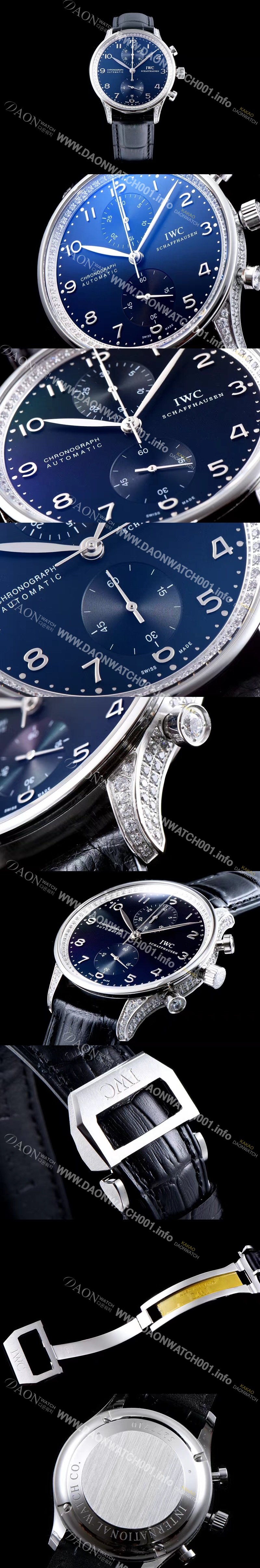 SA급 아이더블유씨 남성용 포르투기즈 쥬얼버젼 오토메틱 크로노그래프 다이아몬드 블루 다이얼 IWC4200 xx
