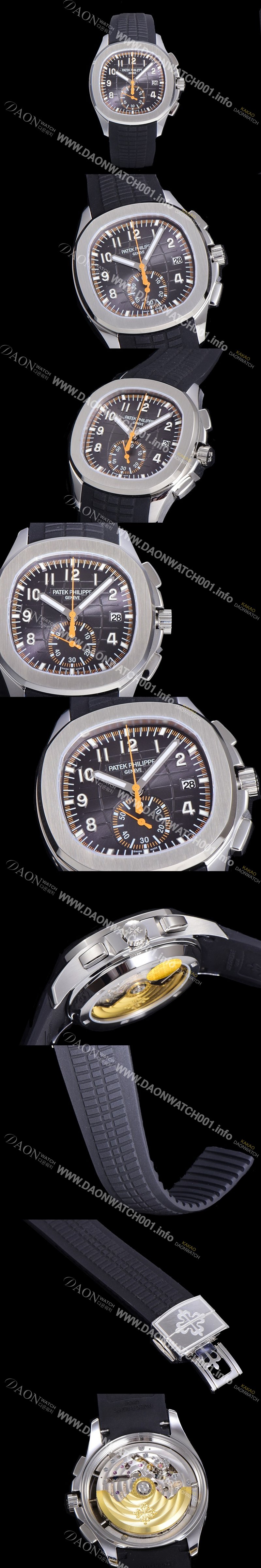 SA급 파텍필립남성용 아쿠아너 5968A 크로노그래프 스틸 42미리 오토매틱 블랙 다이얼  PAT52358 xx