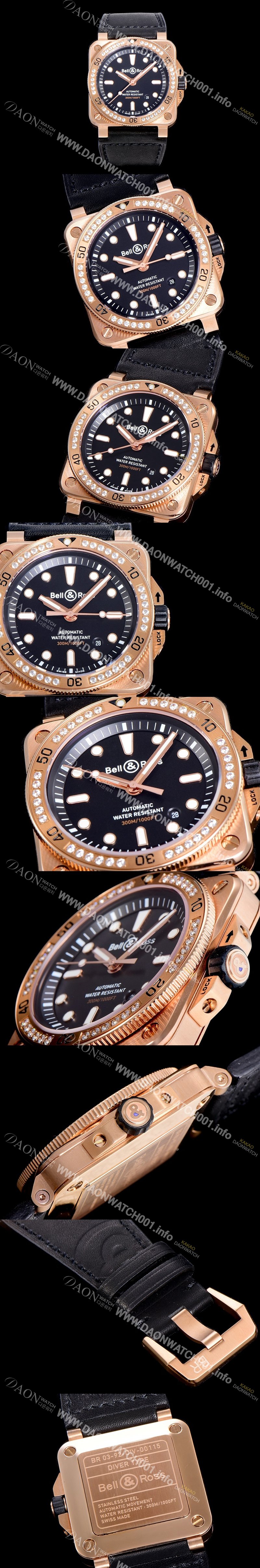 SA급 벨엔로스남성용 R-03 인스트루먼트 18K 로즈골드 오토매틱 42미리 블랙다이얼 BEL49409 xx