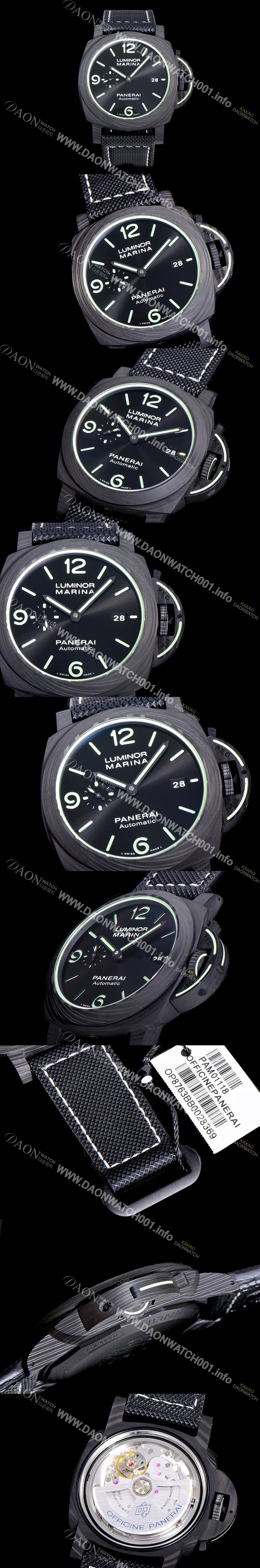SA급 파네라이남성용 루미노르 PAM01118 마리나 카본케이스 44미리 오토매틱 블랙다이얼 PAN19315 xx
