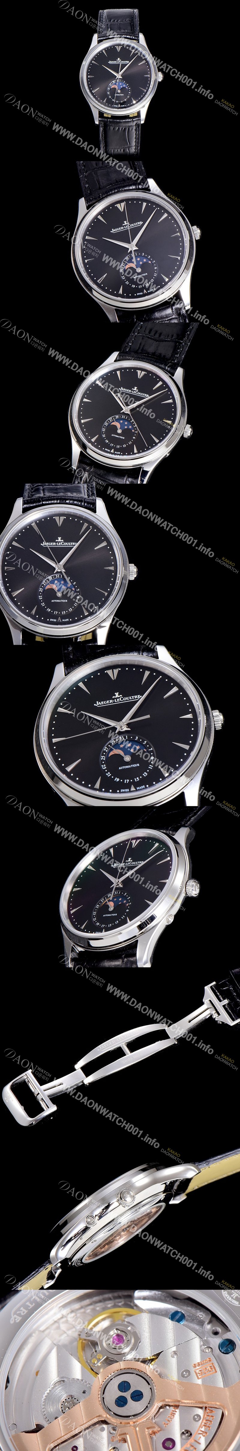 SA급 예거 르꿀르뜨남성용 마스터 울트라 씬 문페이즈 39미리 오토매틱 블랙다이얼 JAG54668 xx