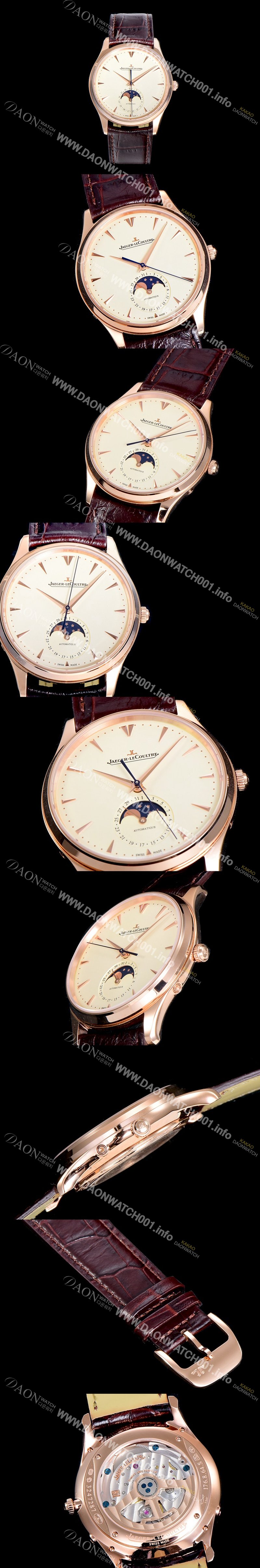 SA급 예거 르꿀르뜨남성용 마스터 울트라 씬 문페이즈 39미리 오토매틱 18K로즈골드 화이트다이얼 JAG16073 xx