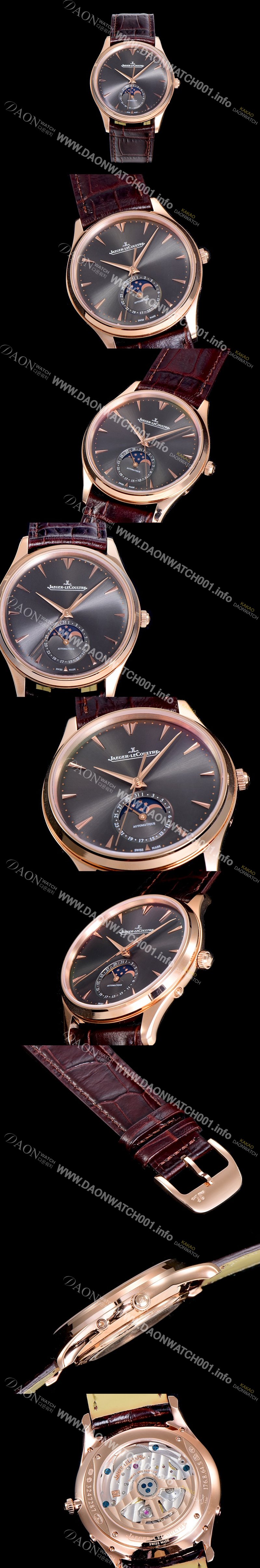 SA급 예거 르꿀르뜨남성용 마스터 울트라 씬 문페이즈 39미리 오토매틱 18K로즈골드 그레이다이얼 JAG29268 xx