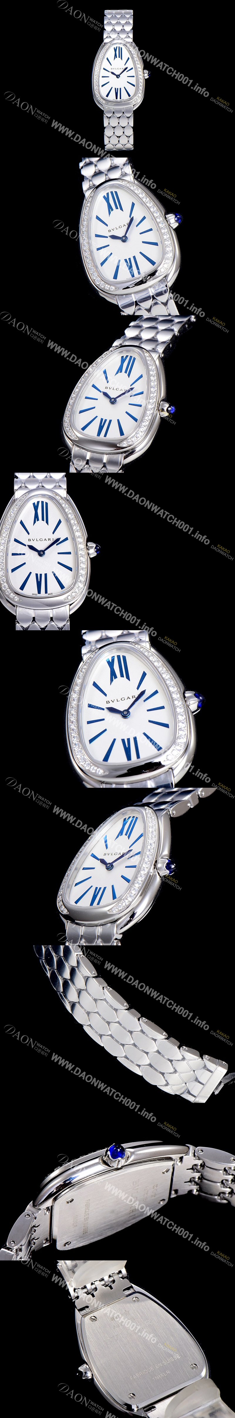 SA급 불가리 세르펜티 로마숫자 쿼츠 레이디스 35미리 보석/큐빅 세팅 화이트다이얼 BVL81798 xx