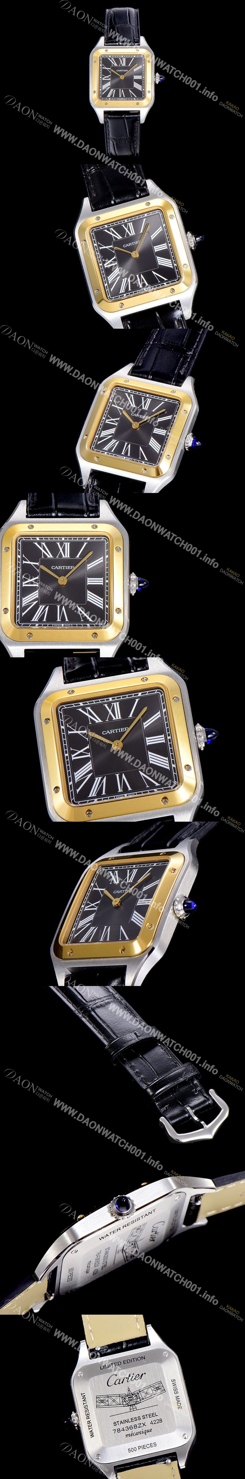 SA급 까르띠에남여공용 산토스 두몽트 쿼츠 커플시계 38미리 43미리/38미리 M/S 블랙다이얼 CAR40398 xx