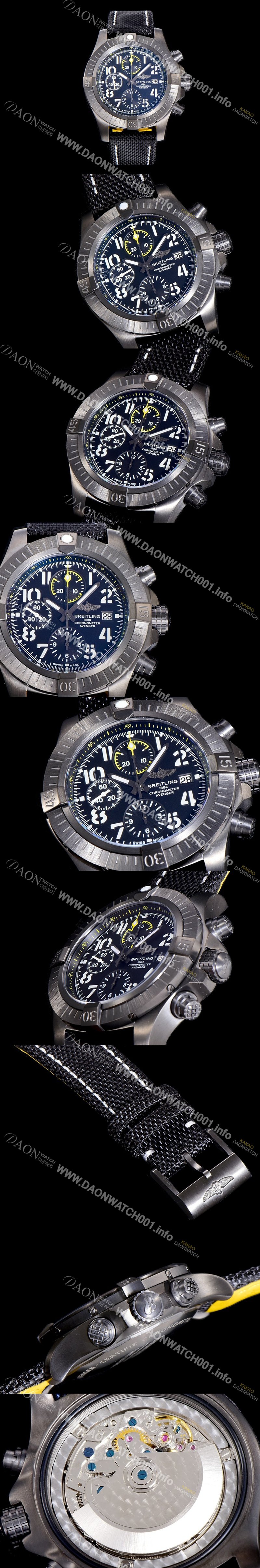 SA급 브라이틀링남성용  어벤져 크로노그래프 45미리 나이트미션 DLC코팅 티타늄 오토매틱 블백다이얼  BRE81632 xx