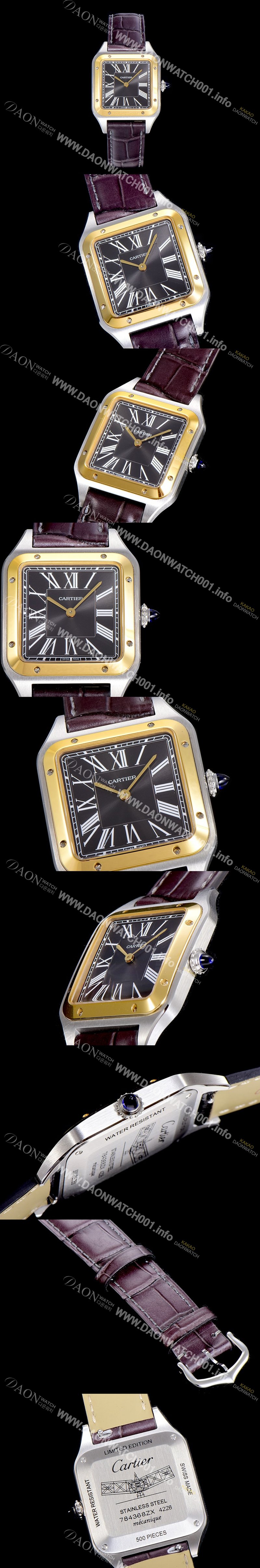 SA급 까르띠에남여공용 산토스 두몽트 쿼츠 커플시계 38미리 43미리/38미리 M/S 블랙다이얼 CAR81631 xx