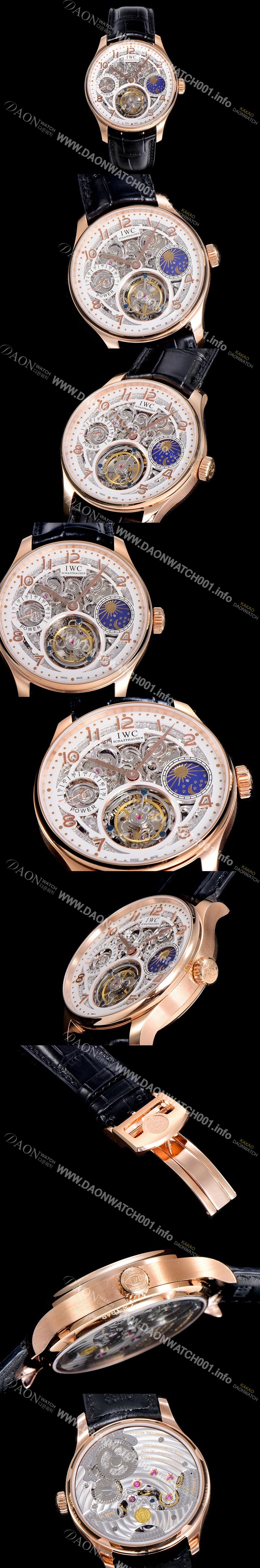 SA급 아이더블유씨남성용 포르투기즈 42미리 수동/기계식 투어빌론(뚜르삐옹) 금장시계 스켈래톤 다이얼 블랙다이얼 IWC79114 xx