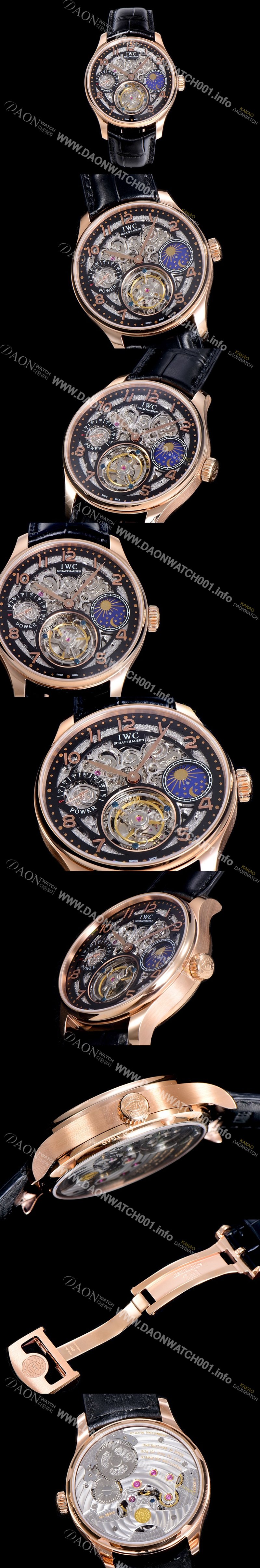 SA급 아이더블유씨남성용 포르투기즈 42미리 수동/기계식 투어빌론(뚜르삐옹) 금장시계 스켈래톤 다이얼 블랙다이얼 IWC45296 xx