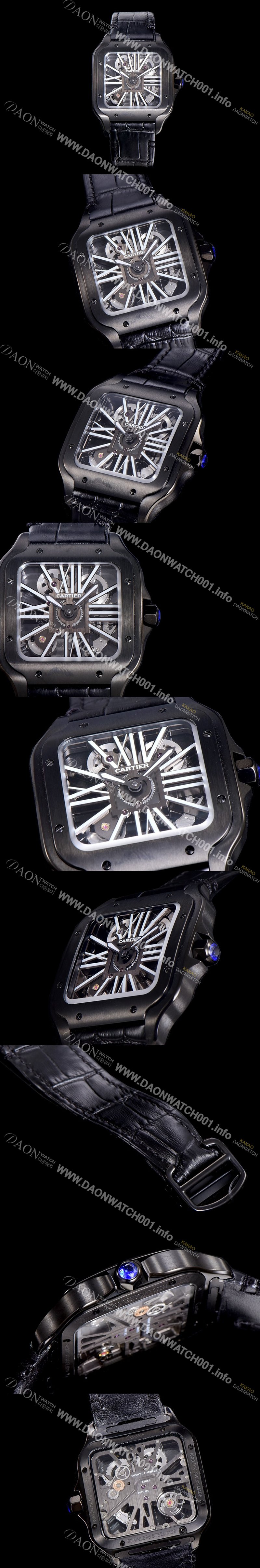 SA급 까르띠에남성용  산토스 더 까르띠에 수동/기계식 라지39.8미리 PVD 코팅 스켈레톤 다이얼 CAR64387 xx